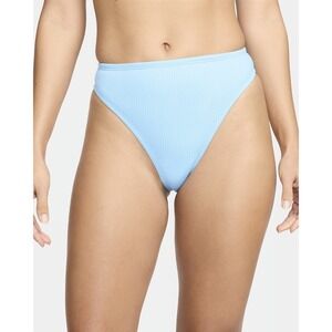 Nike Women's LARGE High-Waisted Bikini Swim Bottom in Aquarius Blue